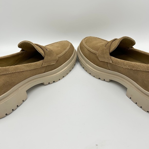 Patina Womens Suede Leather Loafers Lug Sole Comfort Slip On Shoes - Picture 6 of 9